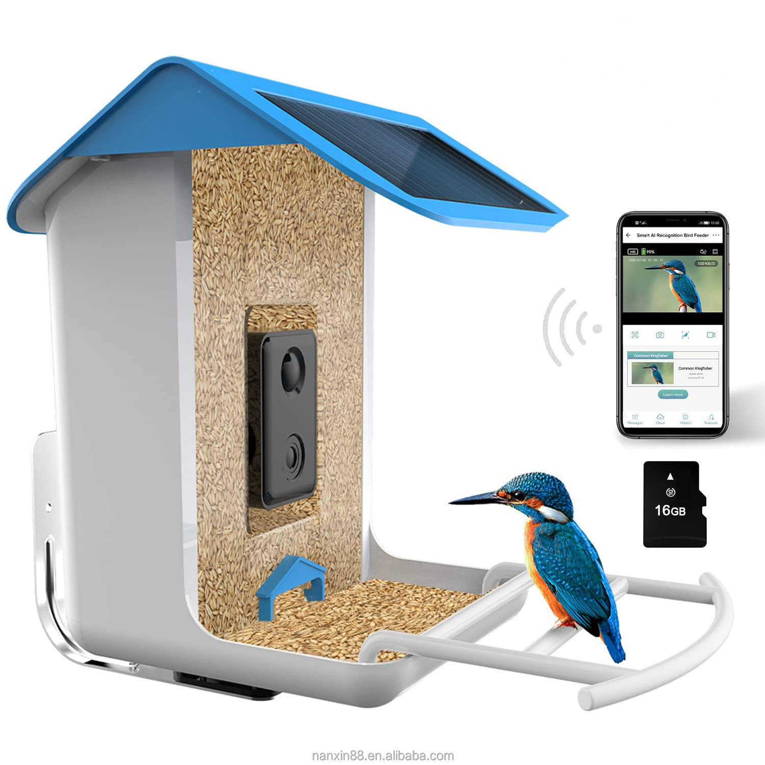 Bird Feeder Camera Wifi Smart Ai - Pengumpan Burung Pintar, Kamera HD 1080P,